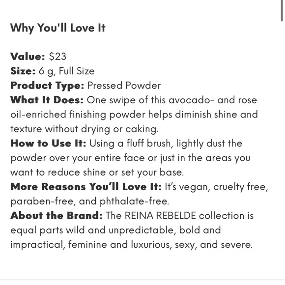 Reina Rebelde on your face finishing powder - Picture 3 of 4